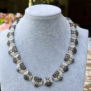 Swarovski Art Deco vintage necklace, black & white pave & bezel crystals 80’s